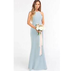 Show Me Your Mumu Dress Women's Size S Silver Sage Chicago High Neck Gown New